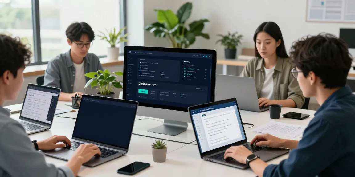 Collaborative developers discussing GBWhatsApp features in a modern workspace