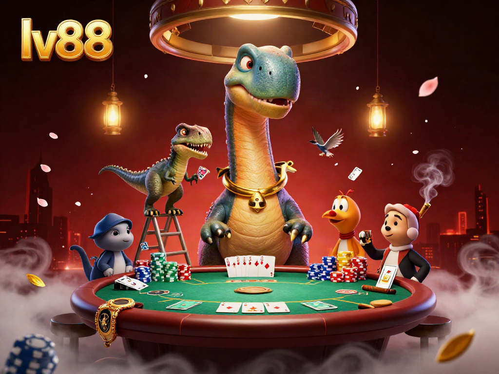 Engage in thrilling poker action at lv88 with a playful brontosaurus and clever raptor dealer.